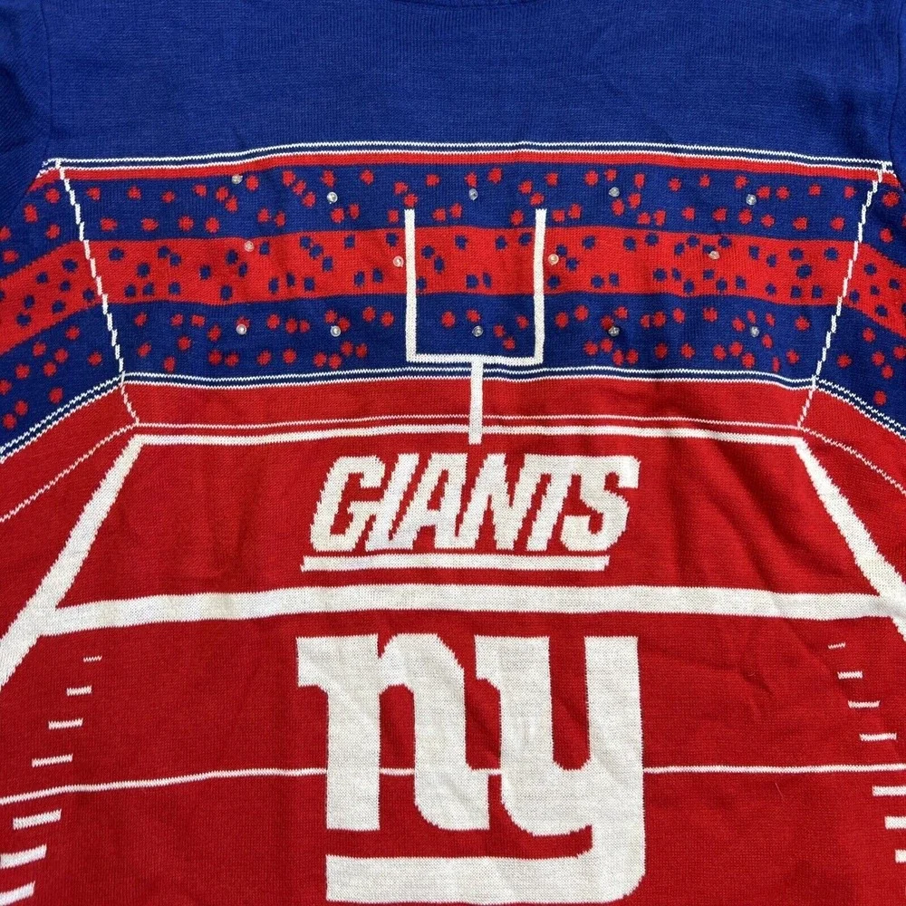 New York Giants NFL Sweater Sz XXL 2XL LED Light Up Christmas Ugly Pullover‎